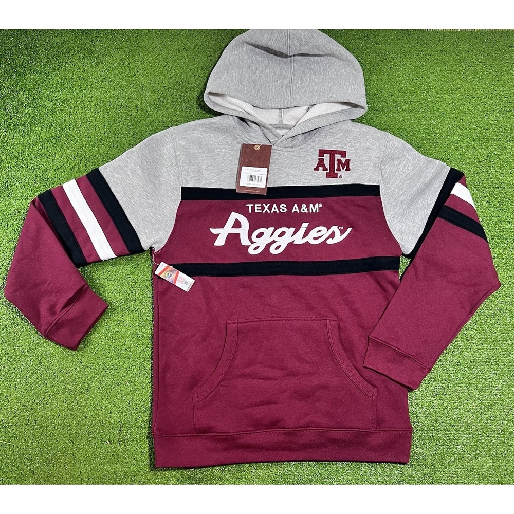 Retro Texas A&M‎ Hoodie Youth LG Script Aggie Football Mitchell & Ness SOFT NWT